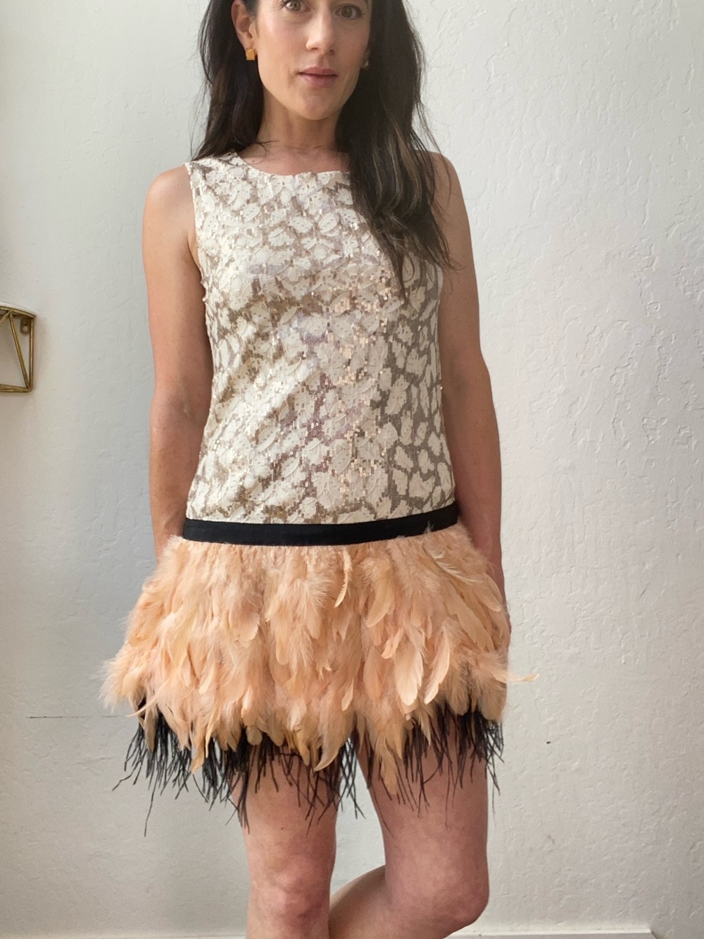 NWT C. Luce Sequin & Feather Mini Dress